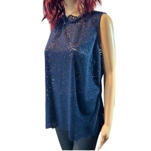 Banana Republic Sleeveless Navy Lace Blouse size medium